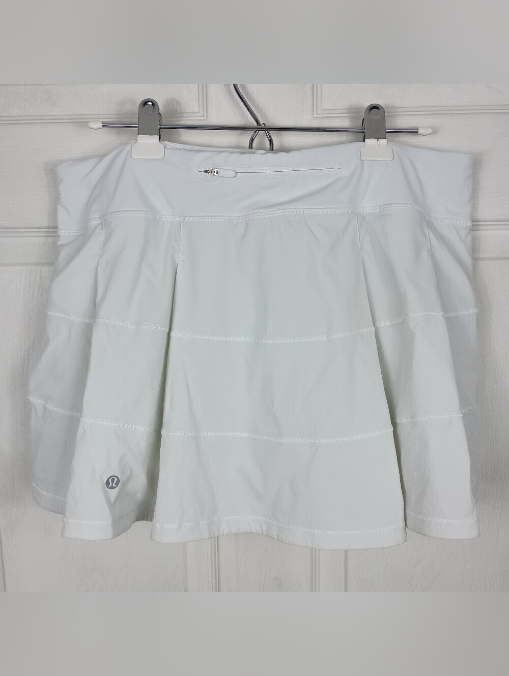 Lululemon Skort 12 Womens White Pace Rival Stretch Pockets Leg Grippers Running - Picture 3 of 12